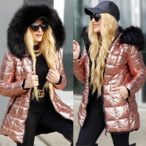 MODA ME COUTURE Jackets & Blazers - GLAM DOLLZ REVERSIBLE METALLIC COAT - PINK